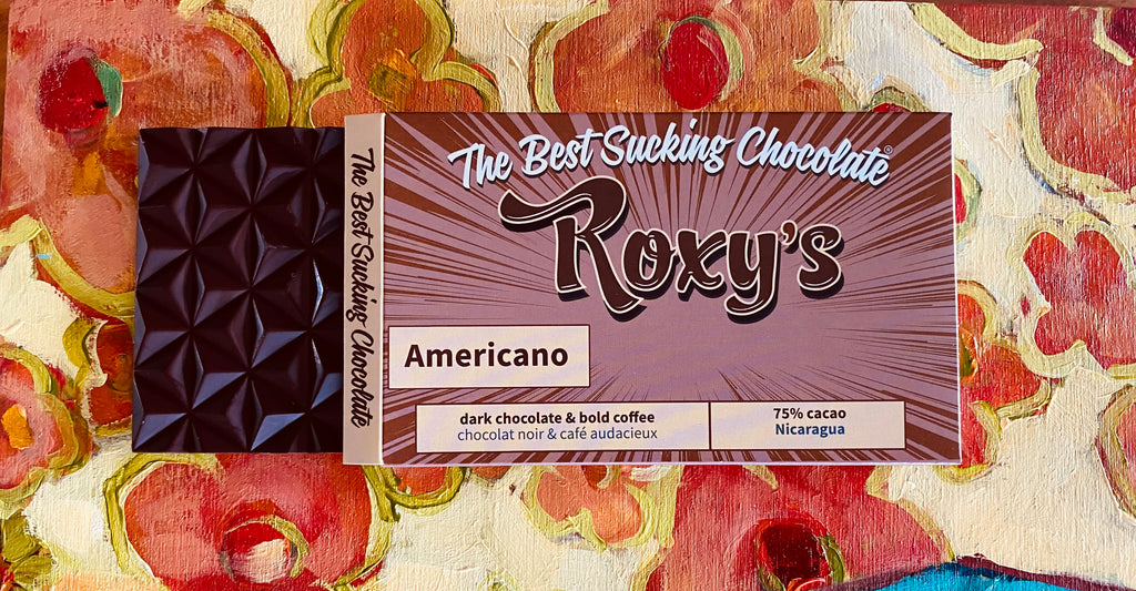 BC small batch chocolate Roxy's Americano packaging